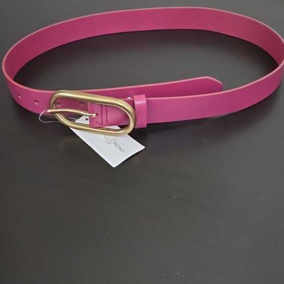 Treasure & Bond Pink and Gold Belt Accessory Richly Dyed Leather Size Small - Picture 2 of 10